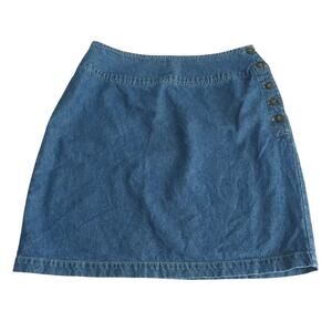Denim Above Knee Skirt Side Button Y2K A-Line 90's Short Life Style Size 8